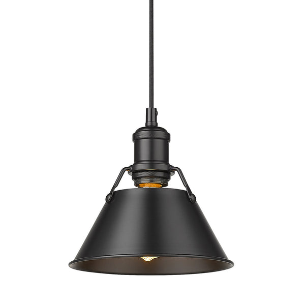 One Light Pendant from the Orwell BLK Collection in Matte Black Finish by Golden
