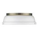 Two Light Flush Mount from the Duncan AB Collection in Aged Brass Finish by Golden