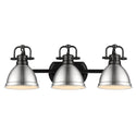 Three Light Bath Vanity from the Duncan BLK Collection in Matte Black Finish by Golden