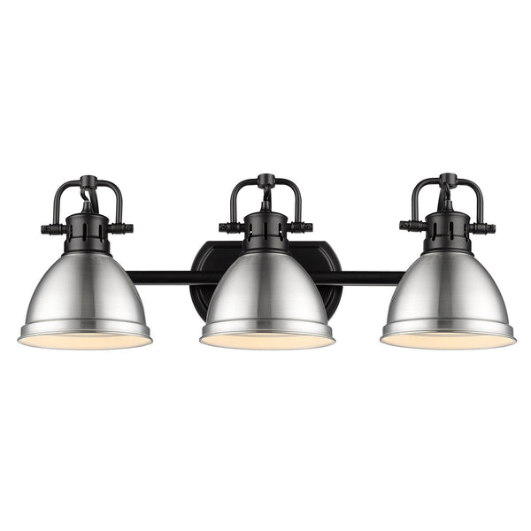 Three Light Bath Vanity from the Duncan BLK Collection in Matte Black Finish by Golden