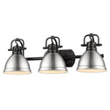 Three Light Bath Vanity from the Duncan BLK Collection in Matte Black Finish by Golden
