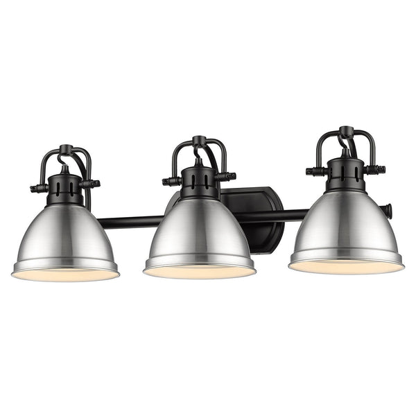 Three Light Bath Vanity from the Duncan BLK Collection in Matte Black Finish by Golden