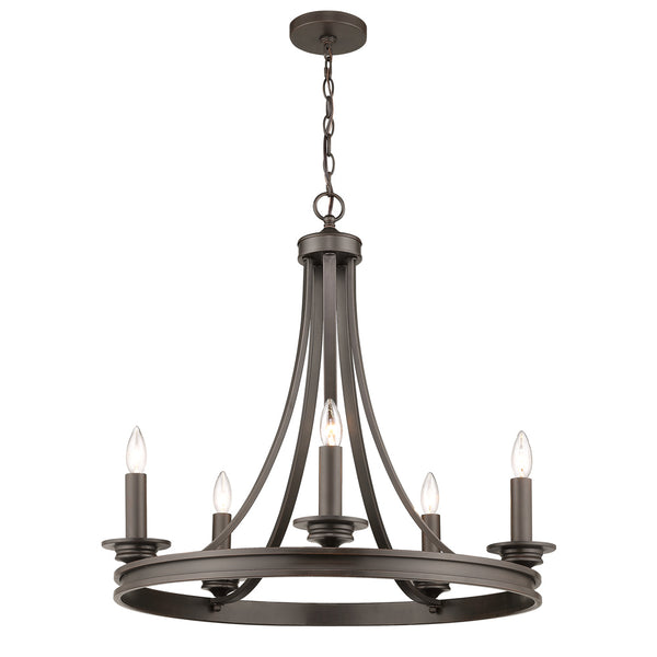 Five Light Chandelier from the Saldano Collection in Rubbed Bronze Finish by Golden