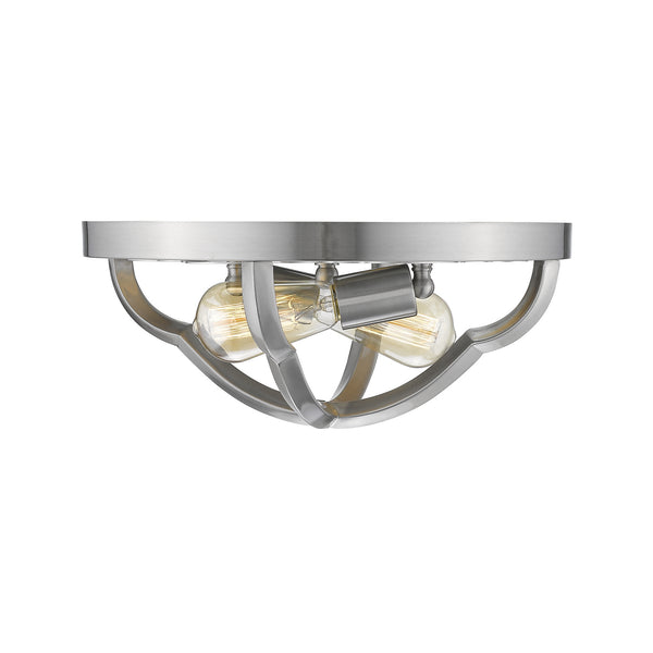 Two Light Flush Mount from the Saxon PW Collection in Pewter Finish by Golden