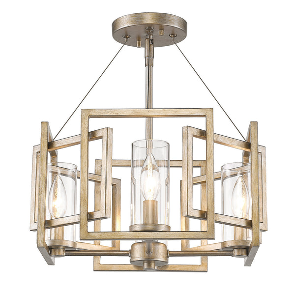 Four Light Pendant from the Marco WG Collection in White Gold Finish by Golden