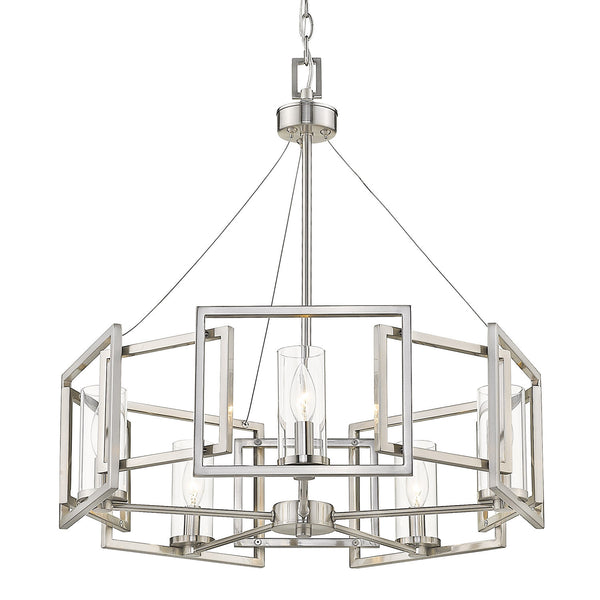 Five Light Chandelier from the Marco PW Collection in Pewter Finish by Golden