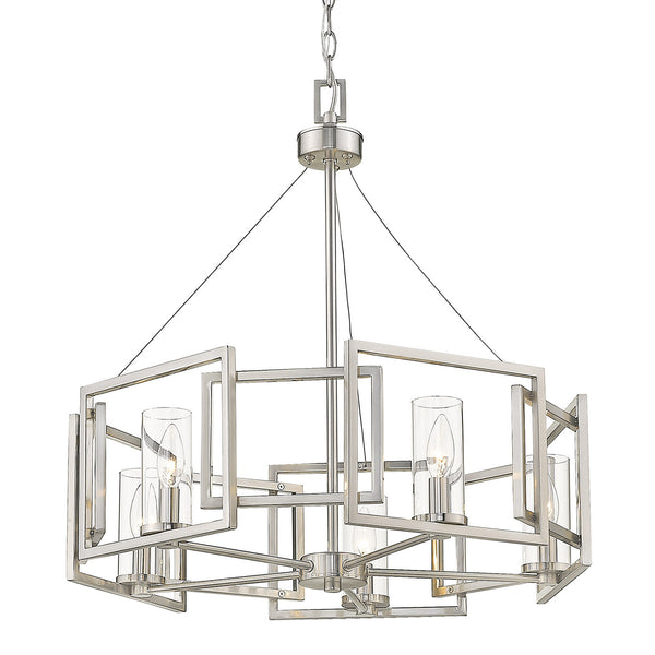 Five Light Chandelier from the Marco PW Collection in Pewter Finish by Golden