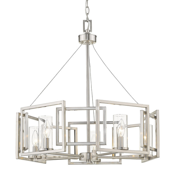 Five Light Chandelier from the Marco PW Collection in Pewter Finish by Golden