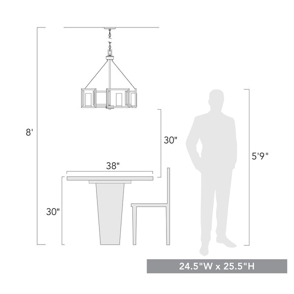 Five Light Chandelier from the Marco PW Collection in Pewter Finish by Golden