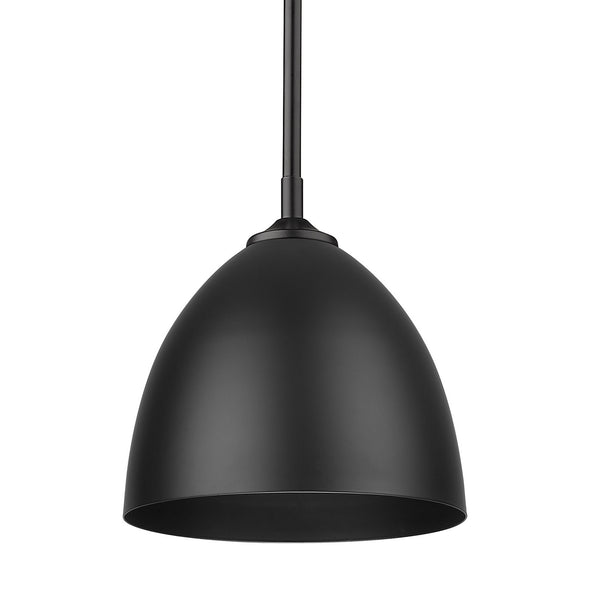 One Light Pendant from the Zoey BLK Collection in Matte Black Finish by Golden