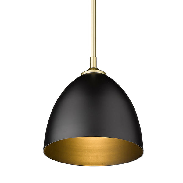 One Light Pendant from the Zoey OG Collection in Olympic Gold Finish by Golden