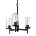 Three Light Chandelier from the Winslett BLK Collection in Matte Black Finish by Golden