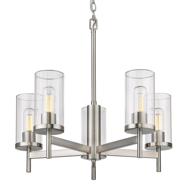 Five Light Chandelier from the Winslett PW Collection in Pewter Finish by Golden