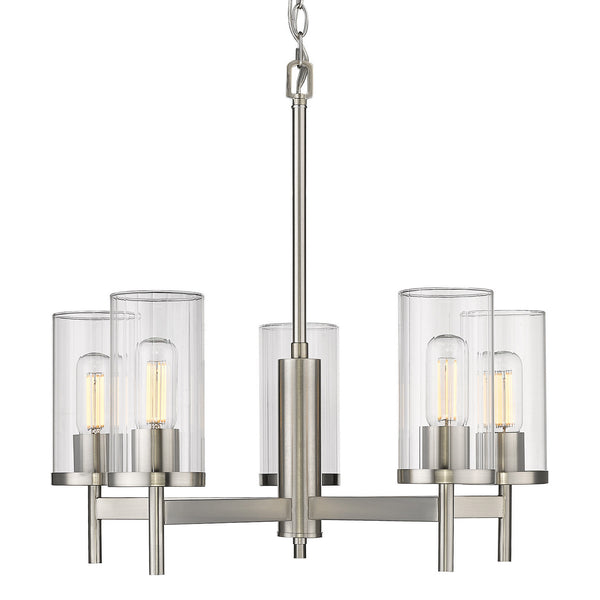 Five Light Chandelier from the Winslett PW Collection in Pewter Finish by Golden