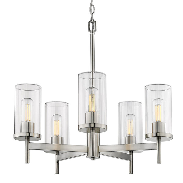 Five Light Chandelier from the Winslett PW Collection in Pewter Finish by Golden