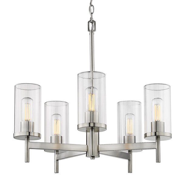 Golden - 7011-5 PW-CLR - Five Light Chandelier - Winslett PW - Pewter from Lighting & Bulbs Unlimited in Charlotte, NC