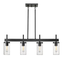 Four Light Linear Pendant from the Winslett BLK Collection in Matte Black Finish by Golden
