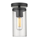 One Light Semi-Flush Mount from the Winslett BLK Collection in Matte Black Finish by Golden