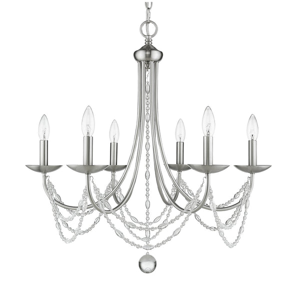 Six Light Chandelier from the Mirabella Collection in Pewter Finish by Golden