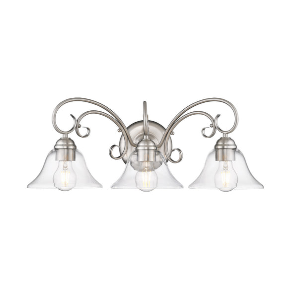 Golden - 8606-BA3 PW-CLR - Three Light Bath Vanity - Homestead - Pewter from Lighting & Bulbs Unlimited in Charlotte, NC