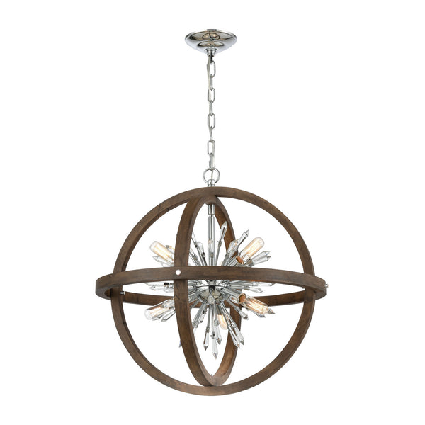 ELK Home - D4469 - Ten Light Pendant - Morning Star - Aged Wood from Lighting & Bulbs Unlimited in Charlotte, NC