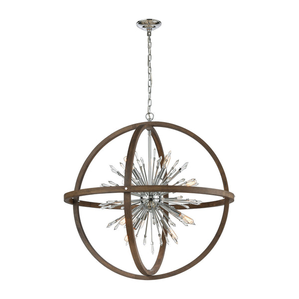 ELK Home - D4470 - Six Light Pendant - Morning Star - Aged Wood from Lighting & Bulbs Unlimited in Charlotte, NC