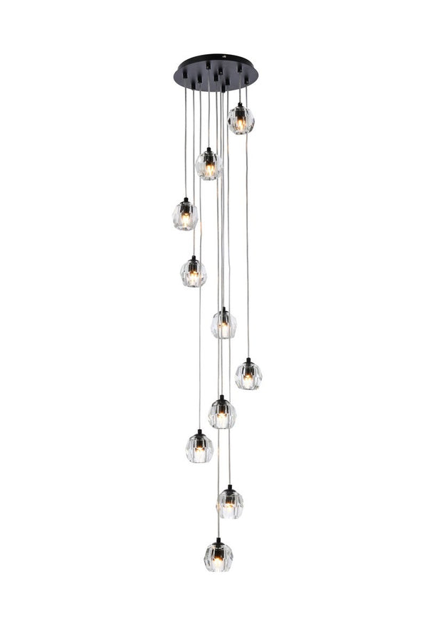 Elegant Lighting - 3505G11BK - Ten Light Pendant - Eren - Black from Lighting & Bulbs Unlimited in Charlotte, NC