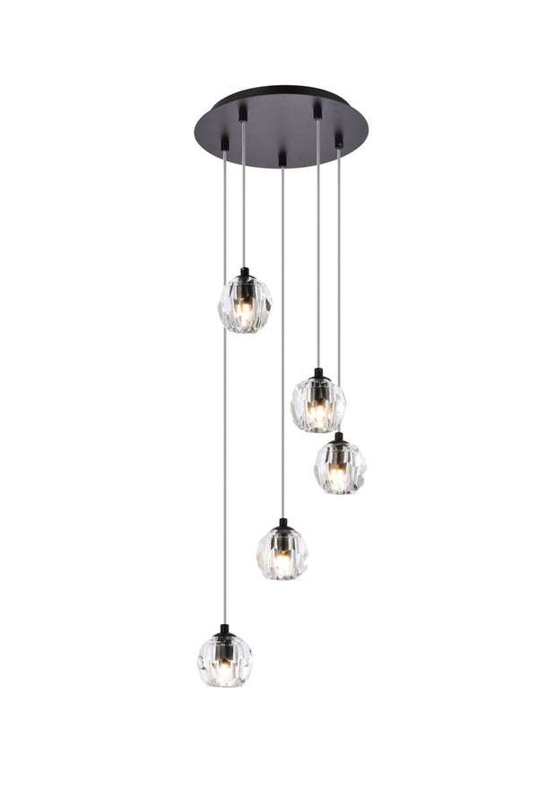 Elegant Lighting - 3505G12BK - Five Light Pendant - Eren - Black from Lighting & Bulbs Unlimited in Charlotte, NC
