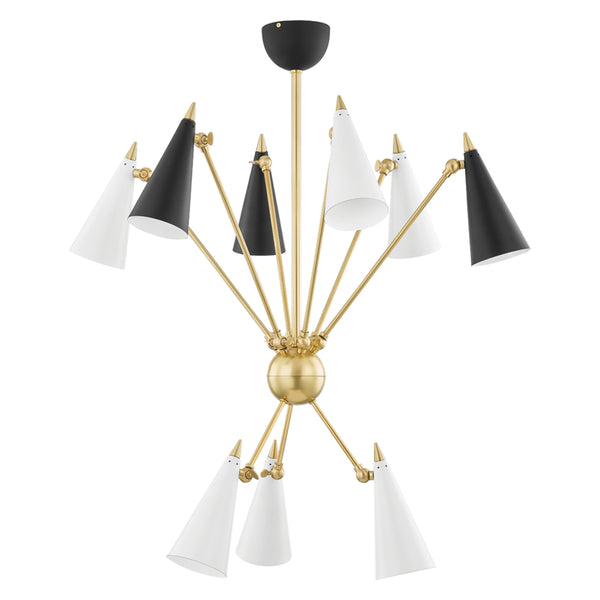 Mitzi - H441809-AGB/BKWH - Nine Light Chandelier - Moxie - Aged Brass/Black/White Combo from Lighting & Bulbs Unlimited in Charlotte, NC