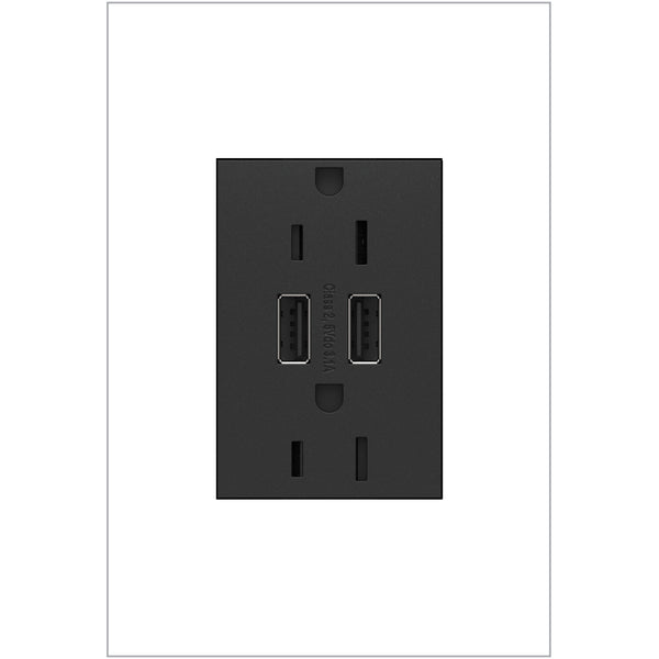Legrand - ARTRUSB153G4 - Dual Usb Plus-Size Outlet Combo - Adorne - Graphite from Lighting & Bulbs Unlimited in Charlotte, NC
