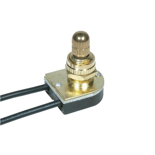 On-Off Metal Rotary Switch, 3/8`` Metal Bushing, Single Circuit, 6A-125V, 3A-250V Rating, Brass Finish On-Off Metal Rotary Switch by Satco