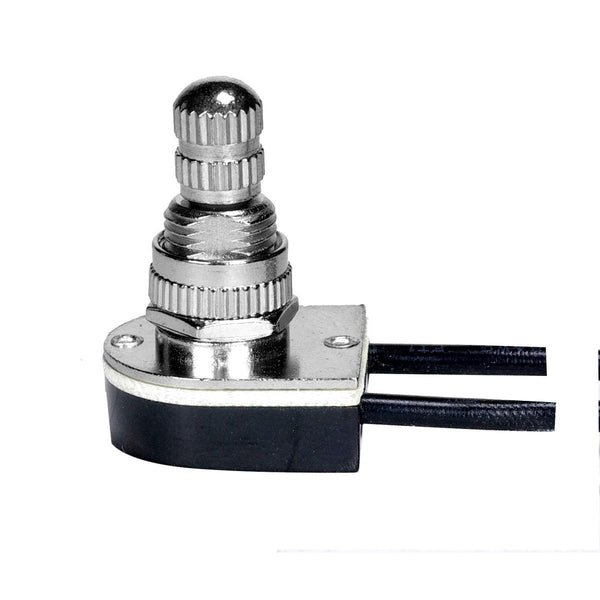 On-Off Metal Rotary Switch, 3/8`` Metal Bushing, Single Circuit, 6A-125V, 3A-250V Rating, Nickel Finish On-Off Metal Rotary Switch by Satco