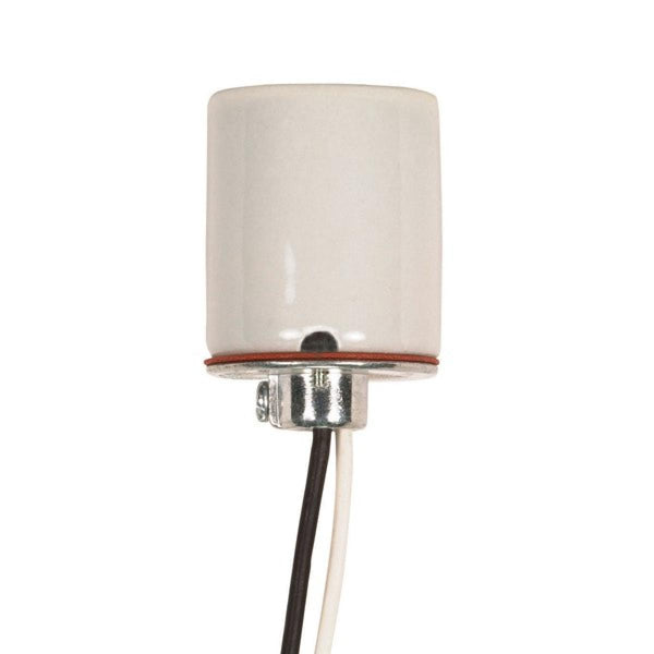 Keyless Porcelain Socket 1/8 IP Cap With Side Notches, 2 Wireways, Spring Contact For 4KV, 18`` Leads, Glazed, 660W, 600V Socket by Satco