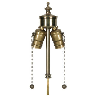 Medium Base 2-Light Pull Chain Cluster With Solid Brass Socket, Antique Brass Finish, 84`` SPT-1 Brown Wire, 660W, 250V Socket by Satco