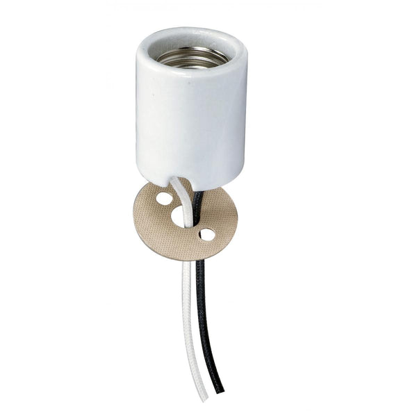 Keyless Porcelain Socket With Paper Liner, Mounting Screws Held Captive, 2 Wireways, 48`` Leads Glazed, 660W, 600V Socket by Satco