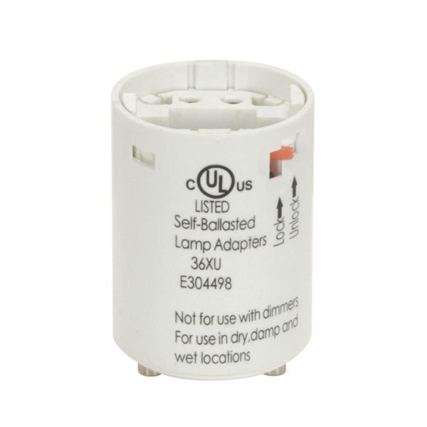 Smooth Phenolic Electronic Self-Ballasted CFL Lampholder, 277V, 60Hz, 0.23A, 18W G24q-2 And GX24q-2, 2`` Height, 1-1/2`` Width Lampholder by Satco