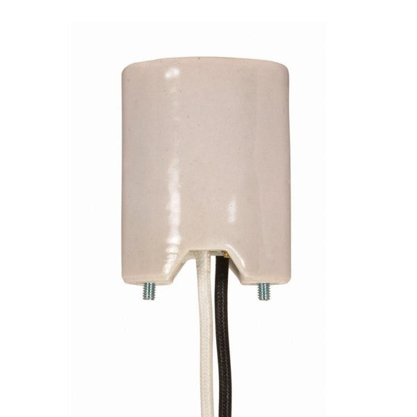 Keyless Porcelain Mogul Socket w/Lamp Grip Mounting Screws Held Captive, 2 Wireways, 1/2`` Strip Leads Socket by Satco