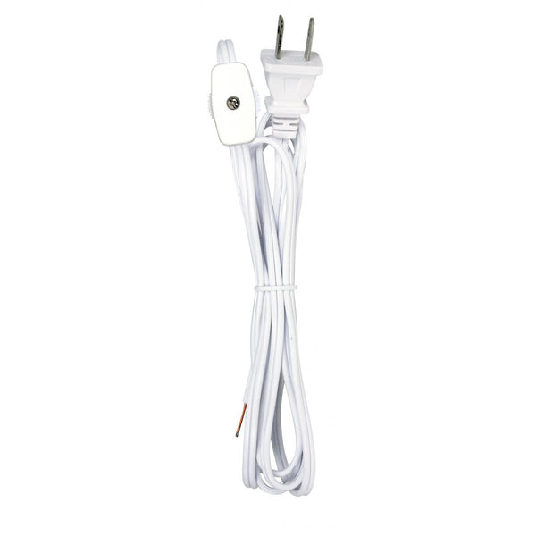 6 Foot Cord, White, With Plug 6 Ft 18/2Spt-1 W/Plug by Satco