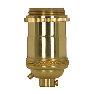 Medium base lampholder, 4pc. Solid brass, Keyless, 2 Uno rings, Polished brass finish Lampholder by Satco