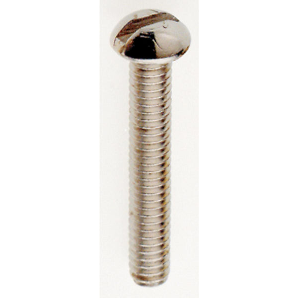 Steel Round Head Slotted Machine Screw, 8/32, 1`` Length, Nickel Plated Finish Round Head Slotted Machine Screw by Satco