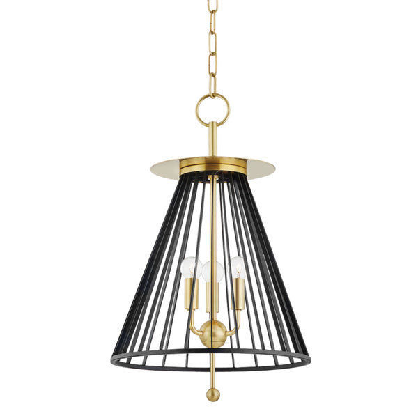 Hudson Valley - 1014-AGB/BK - Three Light Pendant - Cagney - Aged Brass/Black from Lighting & Bulbs Unlimited in Charlotte, NC