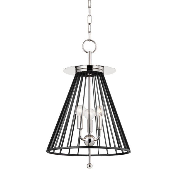 Hudson Valley - 1014-PN/BK - Three Light Pendant - Cagney - Polished Nickel/Black from Lighting & Bulbs Unlimited in Charlotte, NC