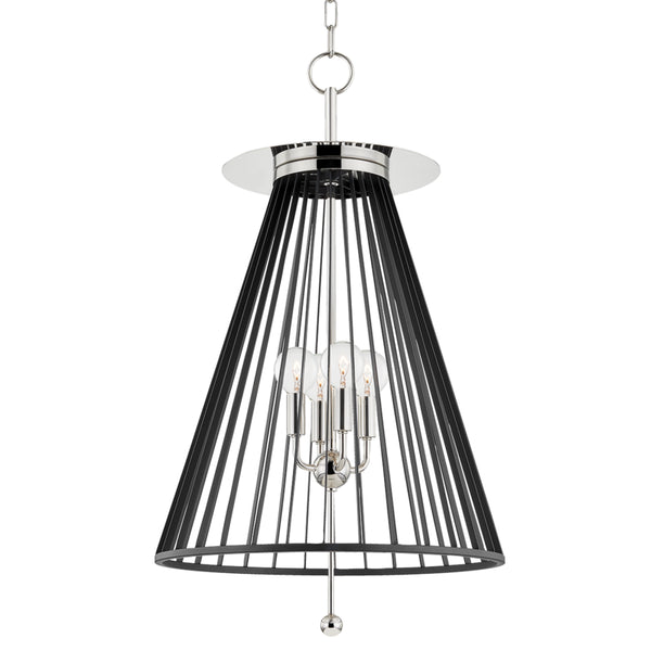 Hudson Valley - 1018-PN/BK - Four Light Pendant - Cagney - Polished Nickel/Black from Lighting & Bulbs Unlimited in Charlotte, NC