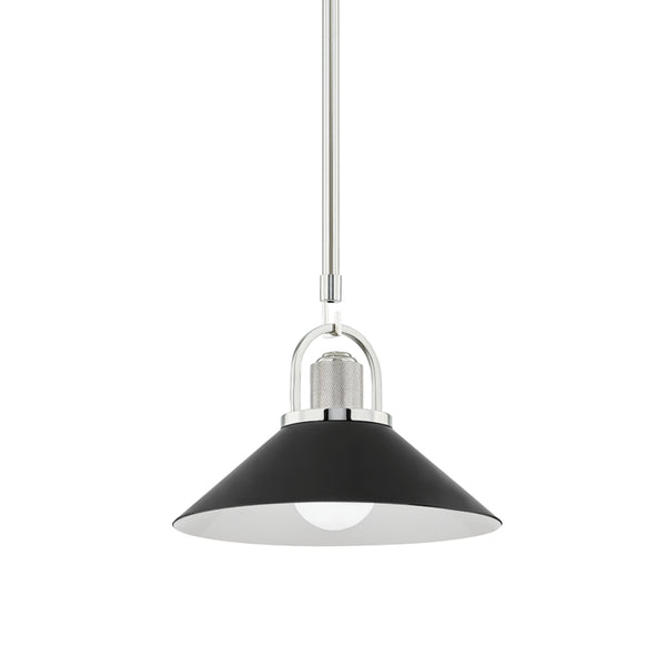 Hudson Valley - 2613-PN/BK - One Light Pendant - Syosset - Polished Nickel/Black from Lighting & Bulbs Unlimited in Charlotte, NC