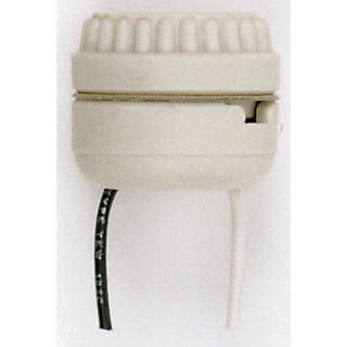 Two Piece Medium Base, Porcelain Sign Receptacle, 8`` AWM B/W Leads 105C, 1-1/2`` Height, 1-5/8`` Diameter, 660W, 250V Sign Receptacle by Satco