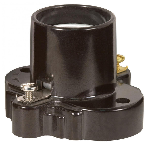 Phenolic Receptacle Wih Mounting Holes, Brown Finish, Screw Terminals, 1-5/8`` Height, 2-7/16`` Diameter, 660W, 250V Receptacle Wih Mounting Holes by Satco