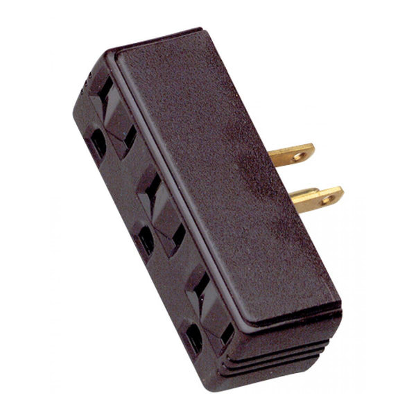 Single To Triple Adapter, Brown Finish, Polarized, 15A, 125V Adapter by Satco