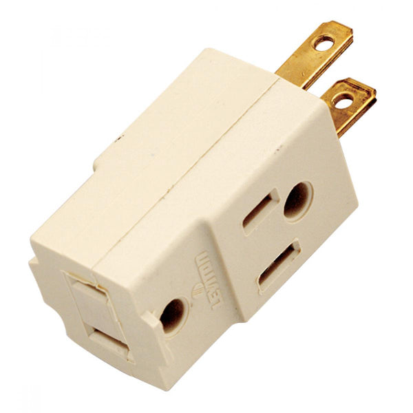 Triple Cube Tap, Ivory Finish, Polarized, 15A, 125V Triple Cube Tap by Satco