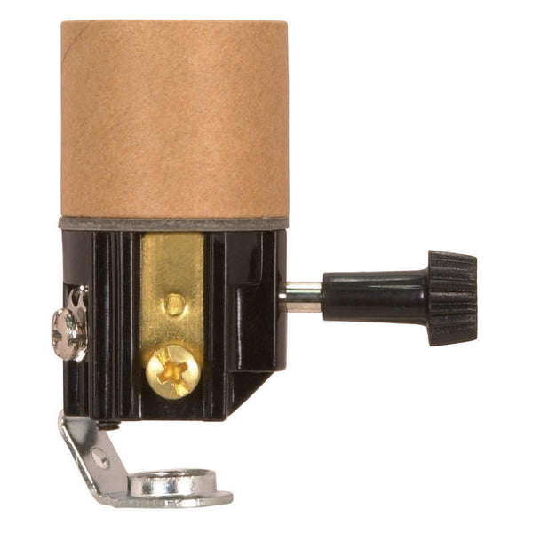Turn Knob Socket With Paper Liner, 2`` Height, On-Off Turn Knob, Screw Terminals, 1/8 IP, Inside Extrusion, 250W, 250V Knob Socket With Paper Liner by Satco