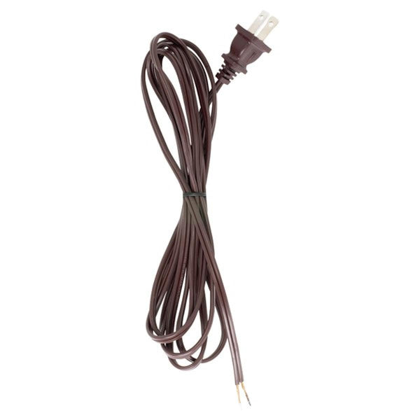 8 Foot 18/2 SPT-1 105C Cord Set, Brown Finish, 36`` Hank, 200 Carton, Molded Polarized Plug, Tinned Tips 3/4`` Strip With 2`` Slit Cord Set by Satco